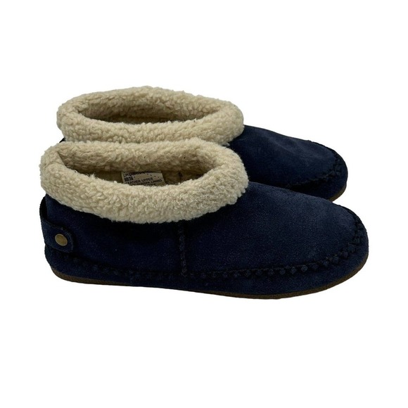 Lucky Brand Sabrina 2 Suede Moccasin Slippers Sherpa Lined Womens Sz 6 Navy Blue - Picture 5 of 7
